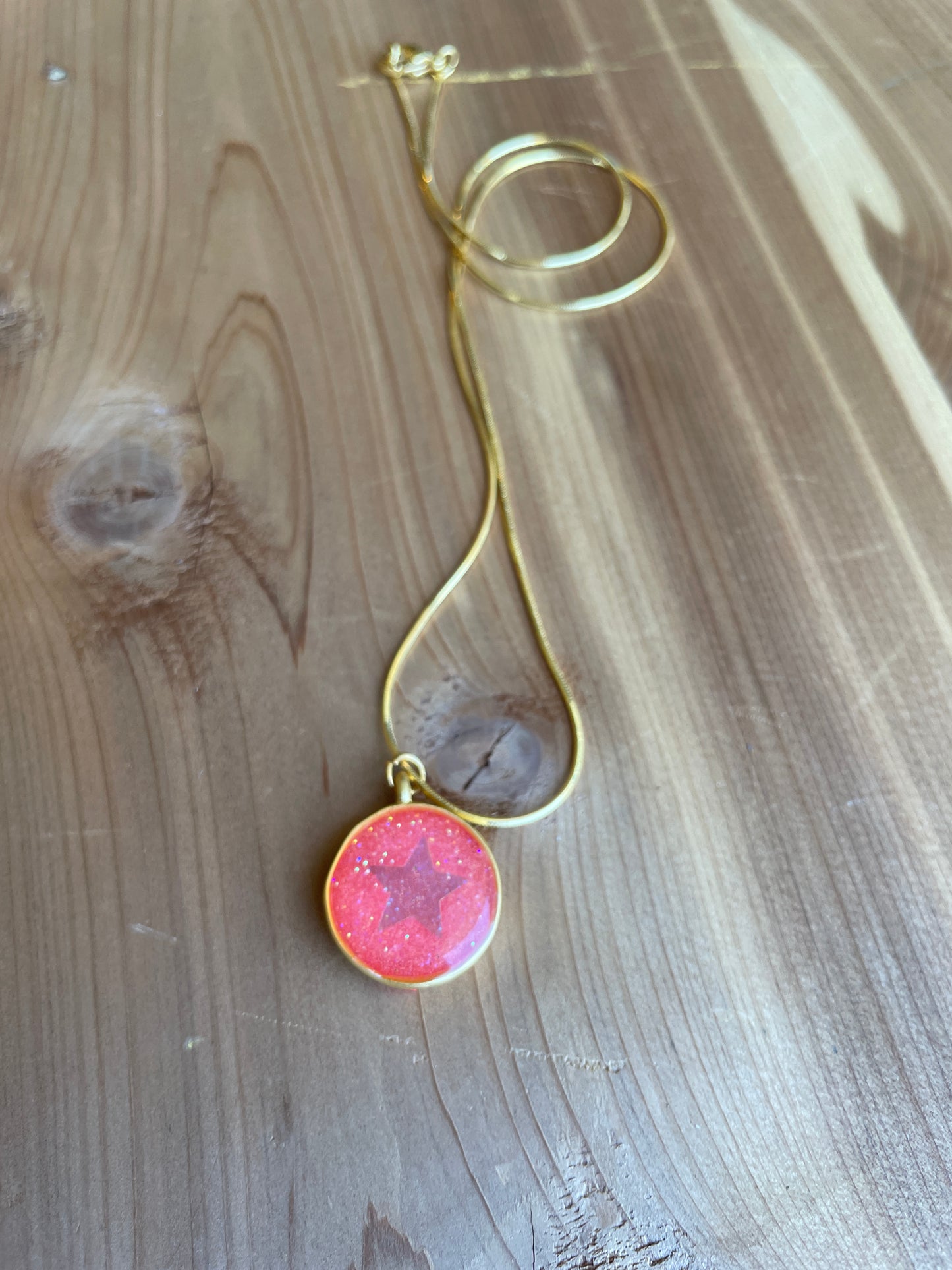 Rose pink star necklace