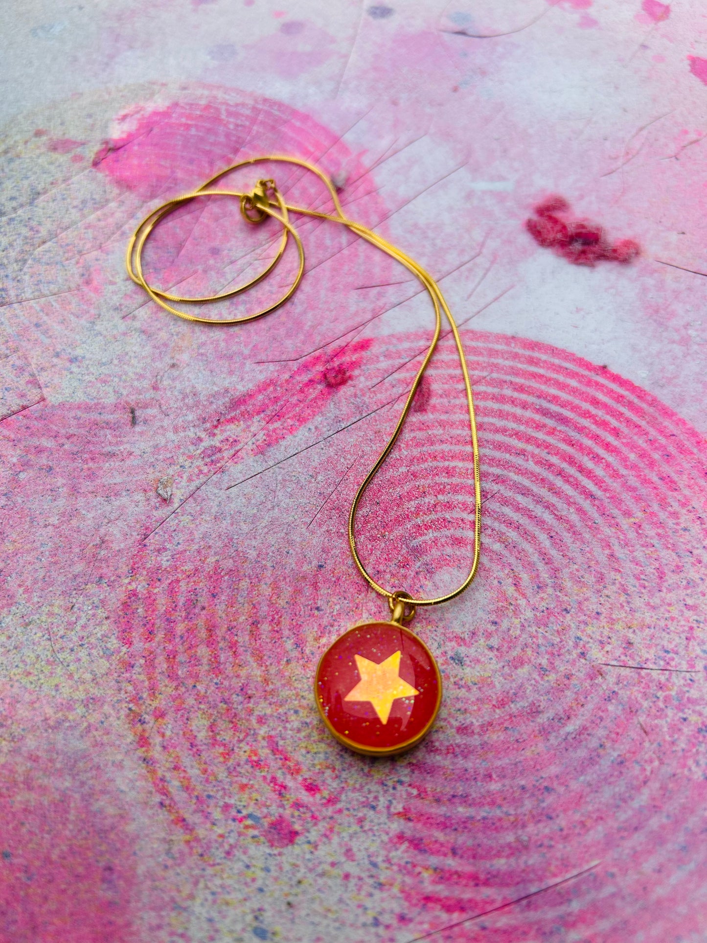 Rose pink star necklace