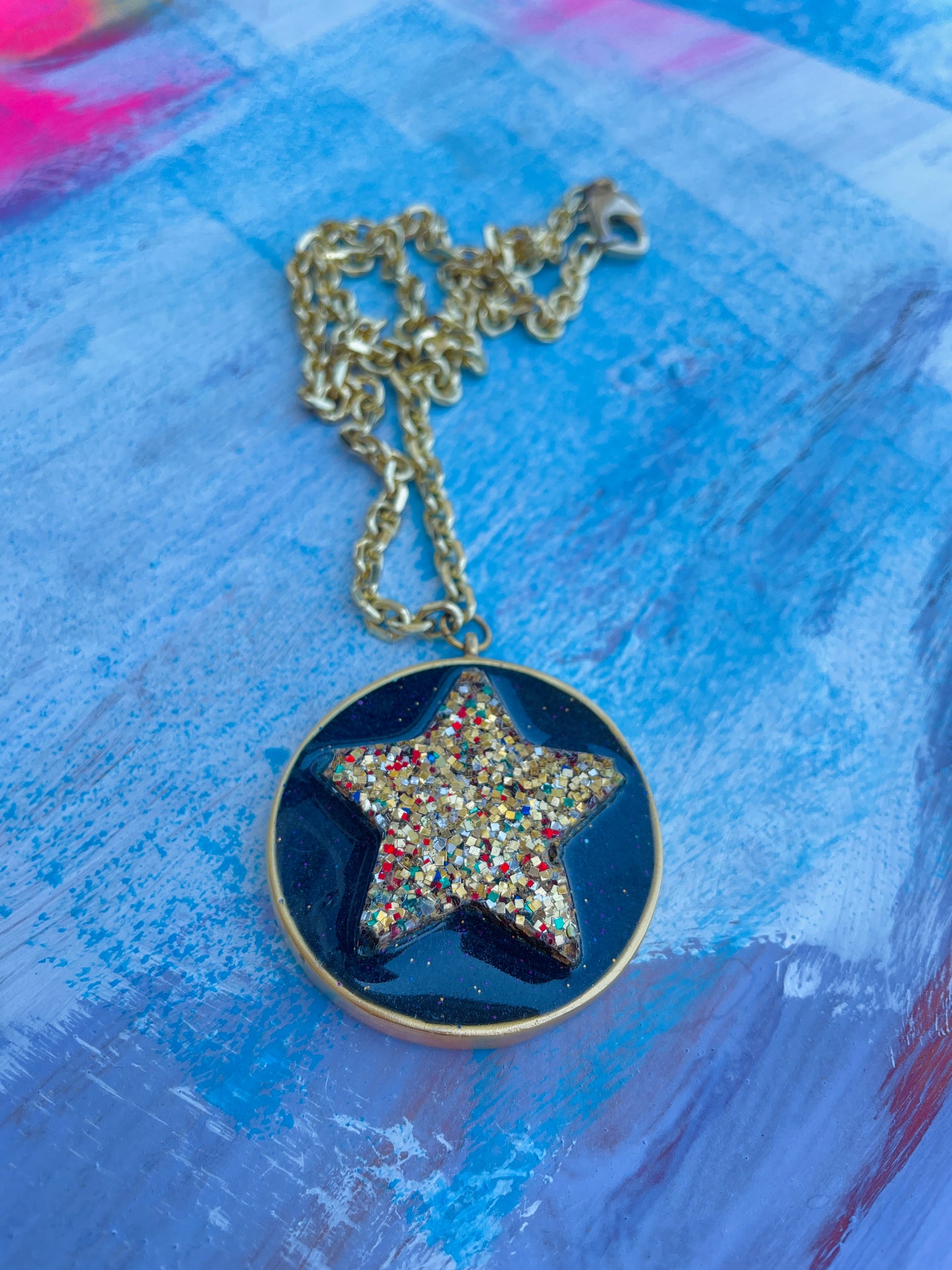 Slate Blue Star Necklace