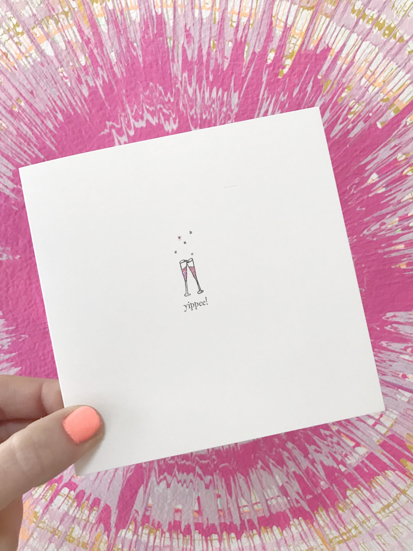 Yippie champagne glasses greeting card