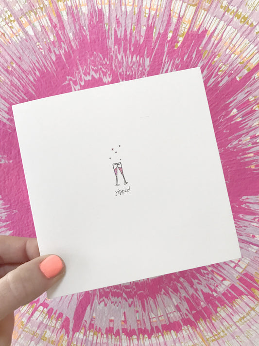 Yippie champagne glasses greeting card