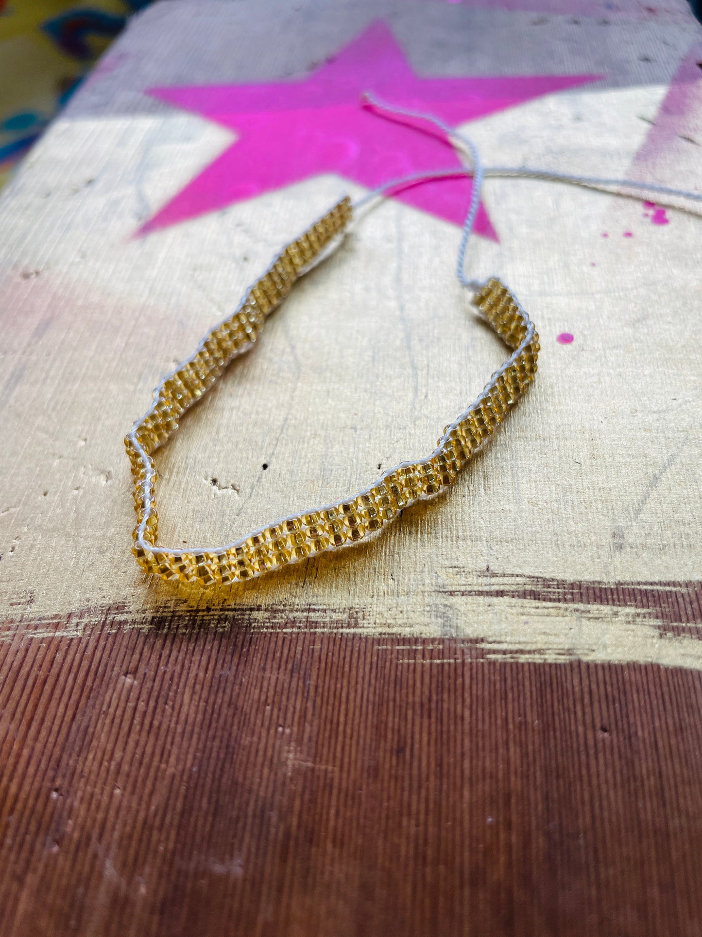 Teeny Gold Beaded tie-on Bracelet